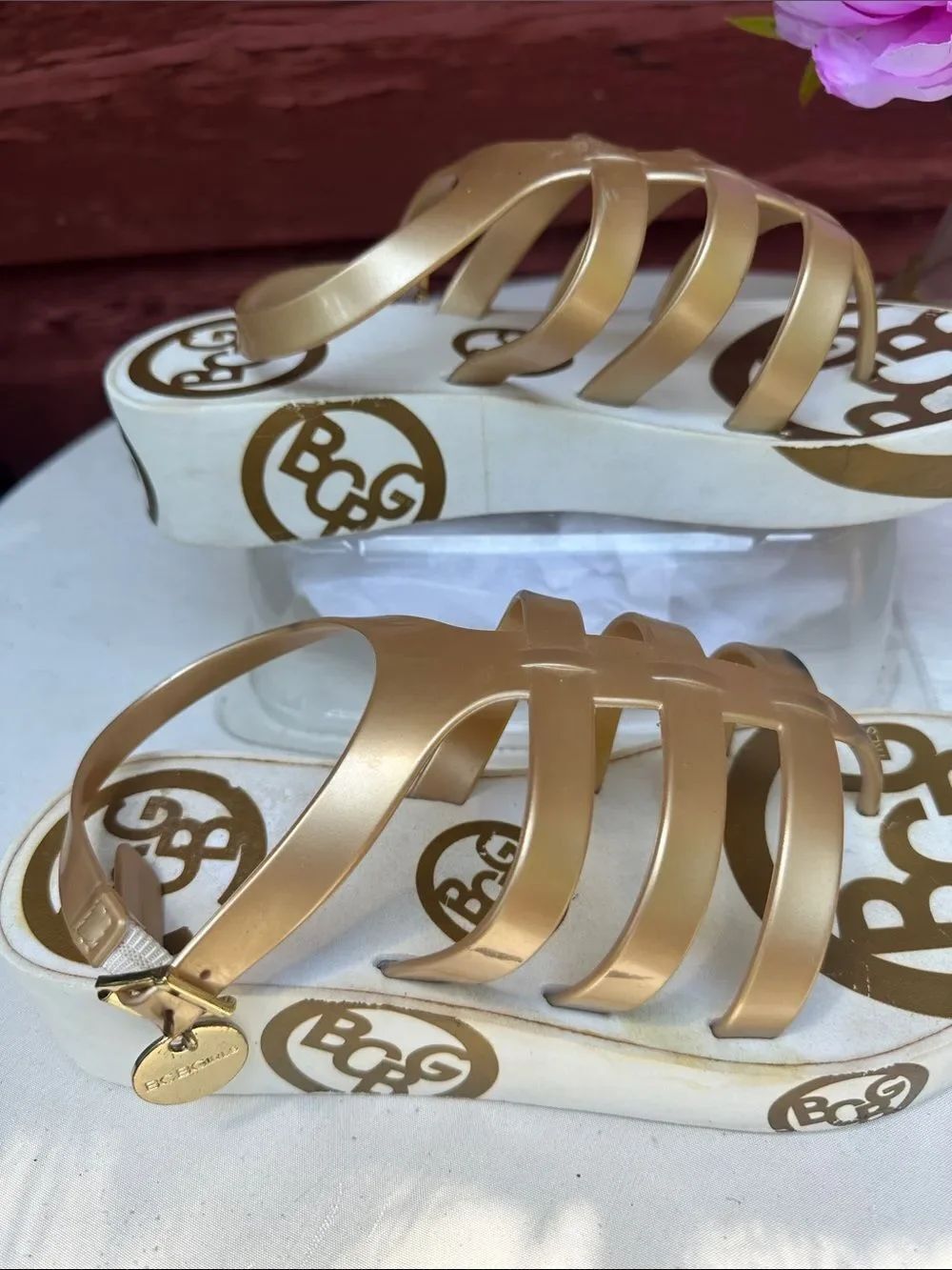BCBGirls Metallic Gold  Sandals - Picture 8 of 9